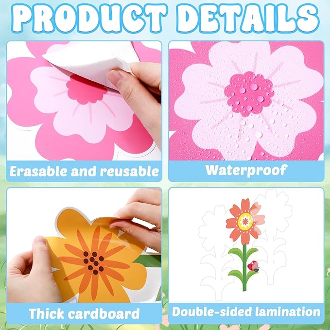 ZOIIWA Spring Bulletin Board Decorations Spring Bloom Flower Classroom Bulletin Board Borders Colorful Floral Butterfly Cutouts for Back to School Birthday Party Supplies School Home Office Wall Decor