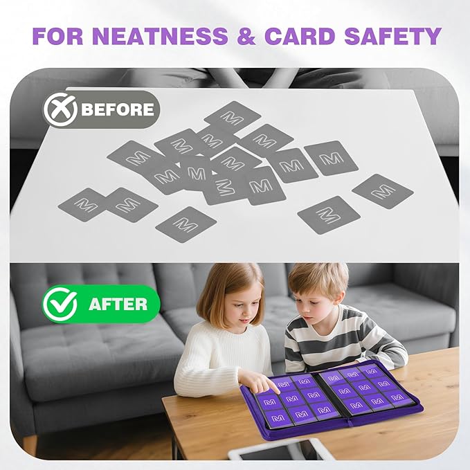 Trading Card Binder with 9 Side Loading Pocket Card Album Hold Up to 540 Cards PU Card Collection Binder, Collectible Albums Card Folder for MTG, TCG, Sports Cards（9-Purple）