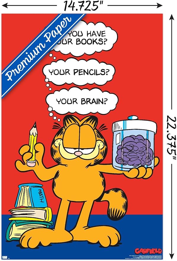 Garfield - Brain Wall Poster, 22.4L" x 14.7W", Premium Unframed Version