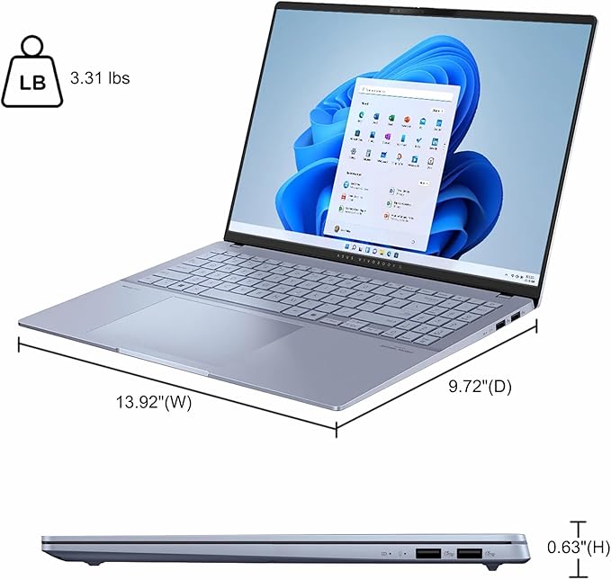 ASUS Vivobook S16 AI PC Laptop 16" 2.8k OLED 120Hz (600nits HDR, 100% DCI-P3) Intel 16-core Ultra 9 285H 32GB DDR5 1TB SSD Backlit For Creator Business Professional Work Win11Pro ICP Hub w/Copilot+ AI