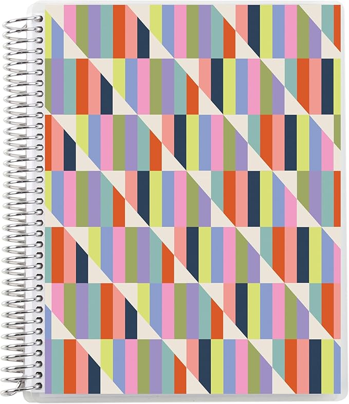 Erin Condren 8.5” x 11” Productivity Spiral Notebook, Lines & Checklist Layout with 80 Lb. Paper, Hypnotic Cover, 160 Productivity Notebook Pages, Platinum Coil, Stickers Included