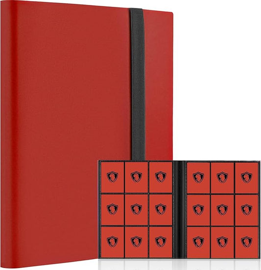 Premium 9-Pocket Trading Card Album, Sturdy Binder Holder for 360 Cards, Side-Loading Collection Folder for TCG, MTG & More, Red