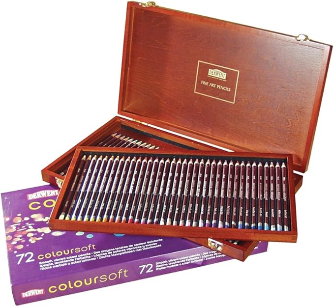 Derwent Colored Pencils, ColourSoft Pencils, Drawing, Art, Wooden Box, 72 Count (0701031)