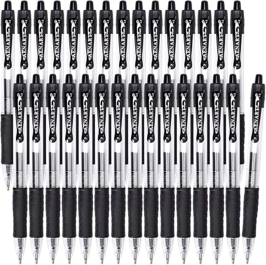 Aen Art Gel Pens, 30 Pack Black Gel Pen Fine Point, Retractable Gel Ink Rollerball Pens for Smooth Writing (0.7mm) Back to School Supplies