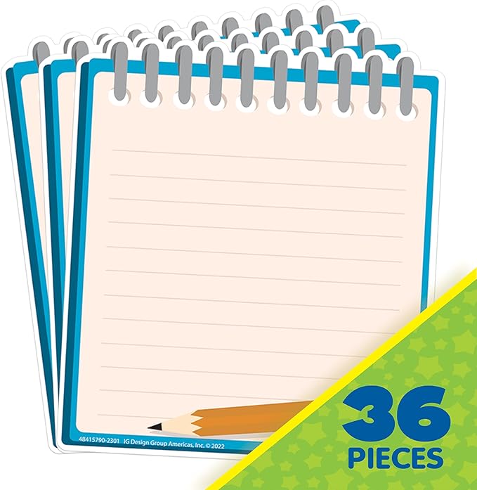 Eureka Notebook Paper Cut-Out Classroom Decorations for Teachers, 36 Pieces