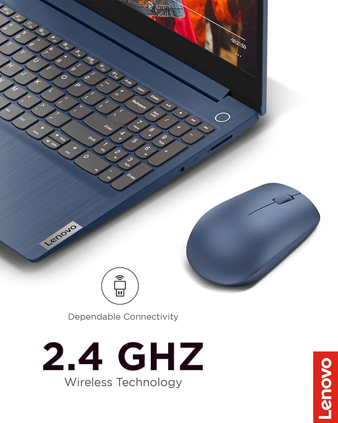Lenovo 530 Wireless Mouse with Battery, 2.4GHz Nano USB, 1200 DPI Optical Sensor, Ergonomic for Left or Right Hand, Lightweight, GY50Z18986, Abyss Blue