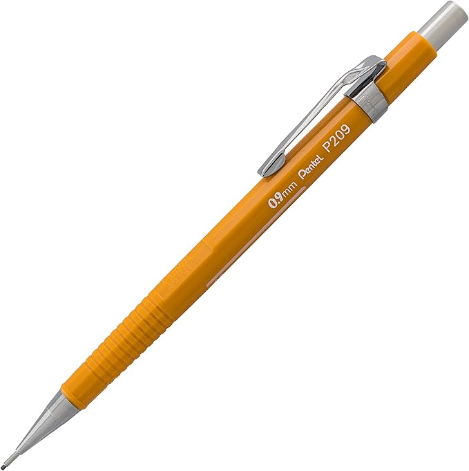 Pentel Sharp Mechanical Pencil, (0.9mm), Bold Line, Yellow Barrel, Pack of 2 (P209BP2-K6)