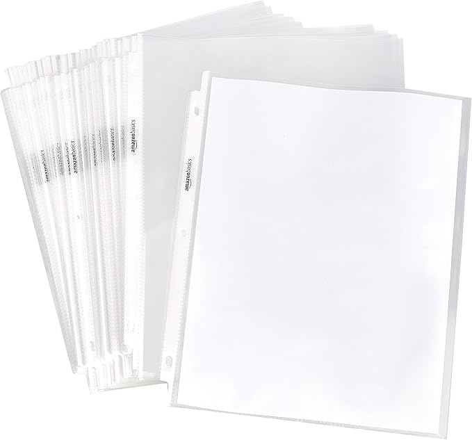 Amazon Basics Heavy Duty Sheet Protectors for 3 Ring Binder, Top Loading, Clear Plastic, 8.5 x 11 inch, 500-Pack