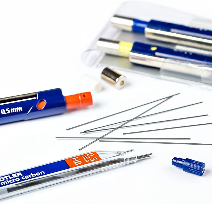 Staedtler Micro Mars Carbon Mechanical Pencil Lead, 0.5mm, HB, 60mm x 12 (250 05 HB)