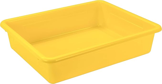 Storex Letter Size Flat Storage Tray – Organizer Bin with Non-Snap Lid for Classroom, Office and Home, Assorted Colors, 5-Pack (62534A05C)