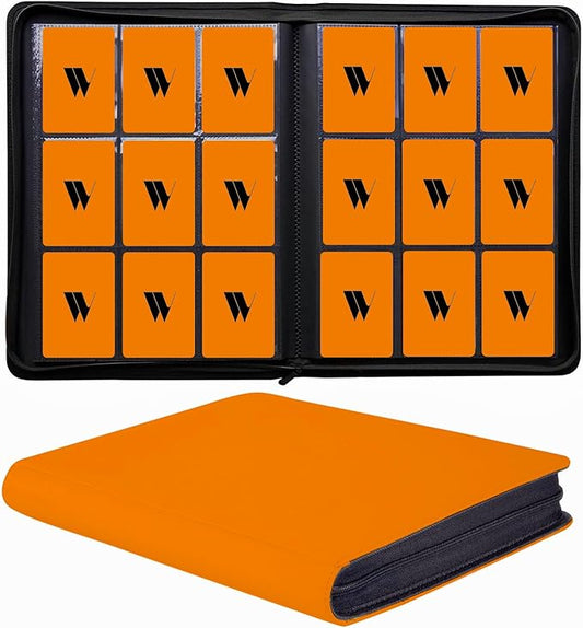 Premium 9-Pocket Zippered Trading Card Binder, 540 Pockets Double-Sided Side-Loading Card Organizer Album, PU Leather Card Holder Protector for MTG, TCG, Sports Cards Orange