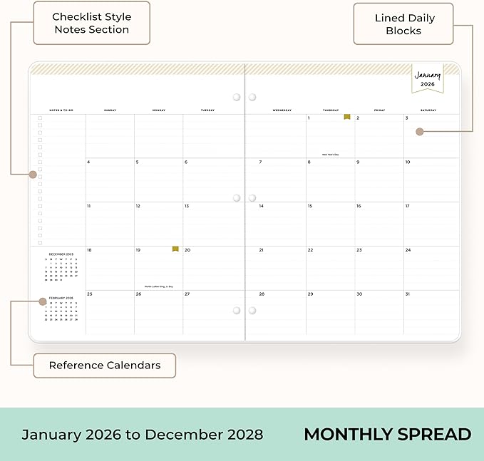 Blue Sky Day Designer 24 Month 2026 Monthly Planner Calendar, January 2026 - December 2027, 8.5" x 11", Flexible Cover, Stapled Binding, Orange Blossom Mint