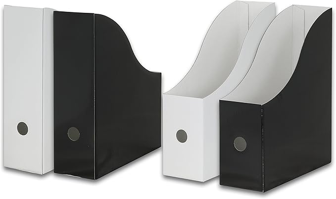 Simple Houseware 12-Pack Magazine File Holder Box, Foldable Cardboard Organizer, Black