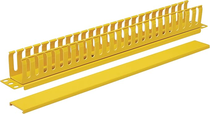 Tripp Lite Horizontal Server Rack Enclosure Cable Manager, Finger Duct with Cover, High-Visibility Yellow Steel, 1U Rack-Mount, Standard 19-Inch, 5-Year Warranty (SRCABLEDUCT1UFC)