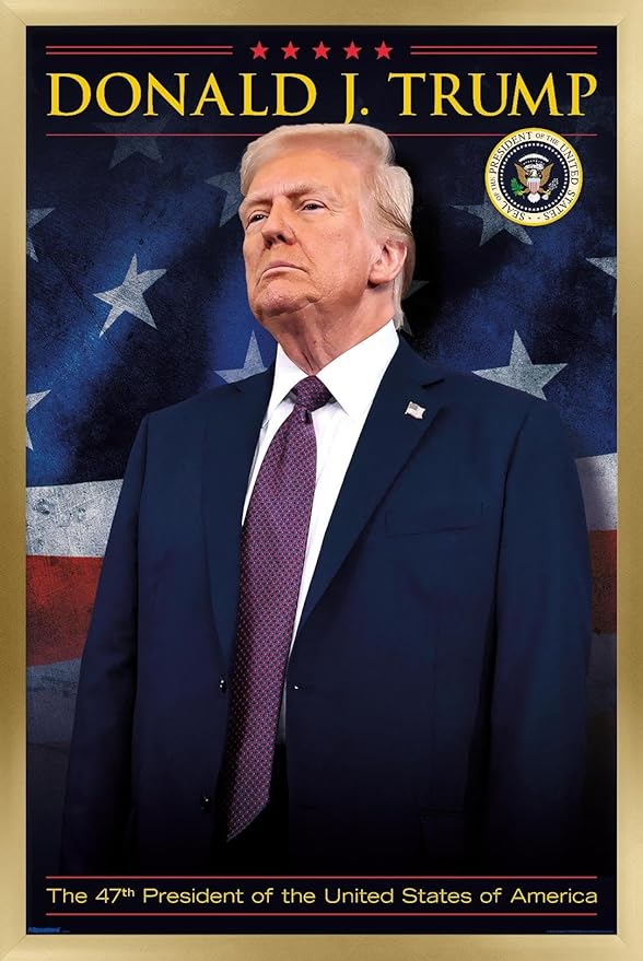 President Donald Trump - 47th President Wall Poster, 34L" x 22.4W", Gold Framed Version