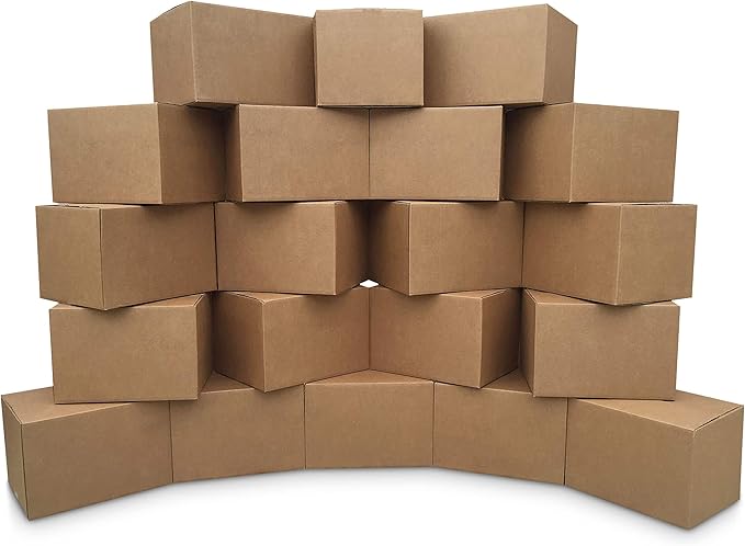 Amazon Basics Cardboard Moving Boxes for Packing and Shipping, Medium Size, 18" x 14" x 12", Brown, 20-Pack