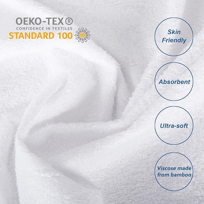 Queen Size Mattress Protector Waterproof,Smooth Top Mattress Protector for Kids,Breathable Skin Friendly and Noiseless Fitted Sheet,Viscose Terry Mattress Cover