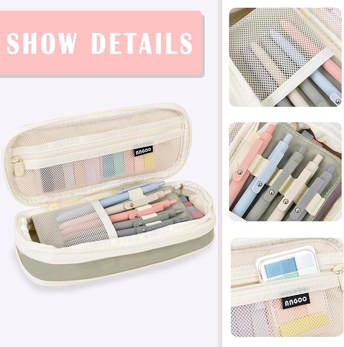 27 Pcs Aesthetic School Supplies Include 12 Pcs Aesthetic Highlighters Bible 1 Ppcs Big apacity Pen Case Bag 5 Pcs Retractable Quick Dry Gel Ink Pens 9 Pads Clear Sticky Tabs for School Office Home