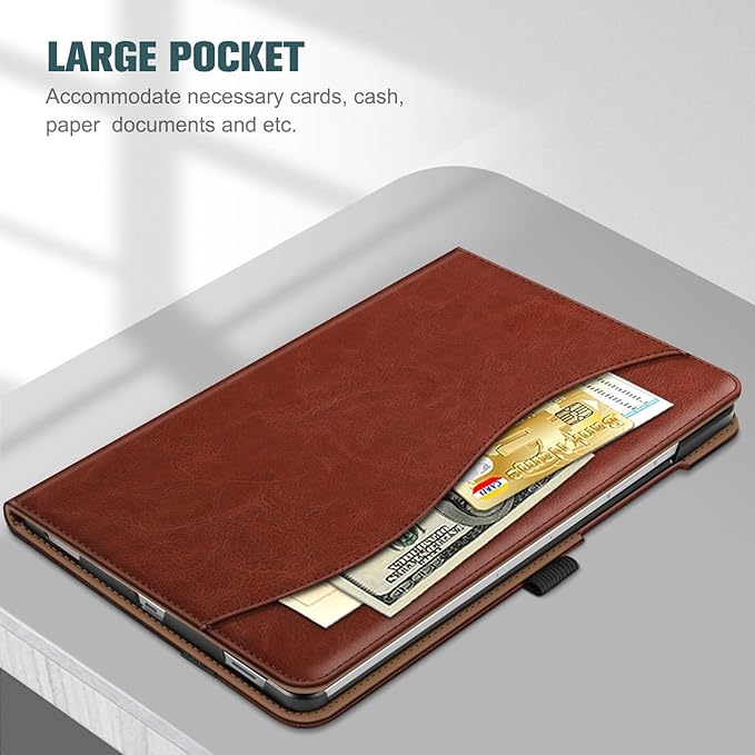 Fintie Case for Samsung Galaxy Tab S10 Lite/ S10 FE/ S9 FE 5G 10.9 Inch/Tab S9 11 Inch with S Pen Holder, Multi-Angle Viewing Protective Cover with Pocket, Auto Sleep/Wake, Brown