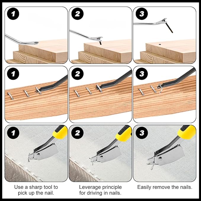 Upholstery Staple Remover Heavy Duty Staple Puller for Removing Carton Construction Upholstery Staples with Double Pronged Head for Furniture, Carpet, Carton, Floor 3 Pcs