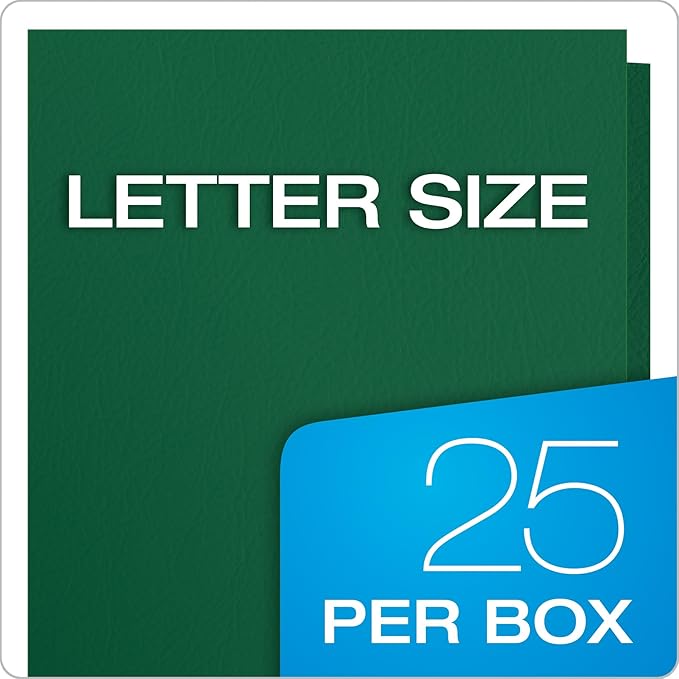 Oxford Two Pocket Folders, Textured Paper, Hunter Green, For School, Home, and Office, Letter Size, 25 Per Box (57556EE)