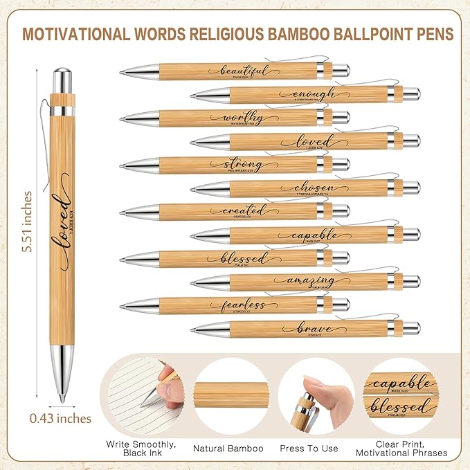 Kosiz 36 Sets Christian Gifts Bulk Inspirational Bible Verse Spiral Notebook and Religious Bamboo Ballpoint Pen Journal with Scripture for Easter Church Member First Communion Teacher Holy Week (Brown)