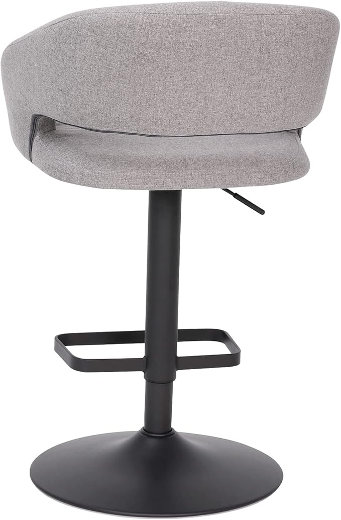 Flash Furniture Erik Comfortable & Stylish Contemporary Barstool with Rounded Mid-Back and Foot Rest, Adjustable Height - Gray Fabric with Black Base