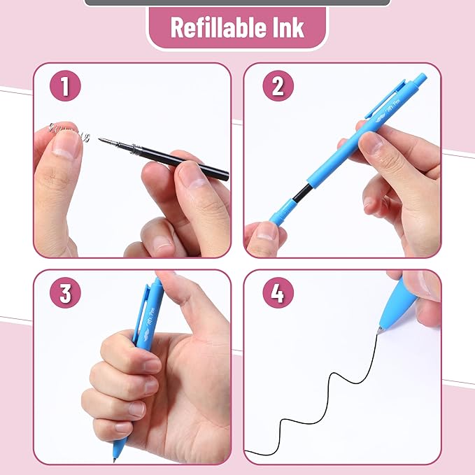 Mr. Pen- Retractable Gel Pens, 12 Pack, Black Ink, Sky Blue Barrel Gel Pens Fine Point 0.5mm, Fine Tip