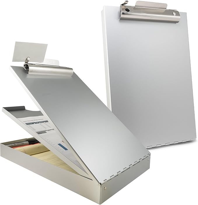 Saunders Metal Clipboard with Storage, Letter Size Heavy Duty Contractor Grade Clipboard, Dual Storage Form Holder with High Capacity Clip Made in USA