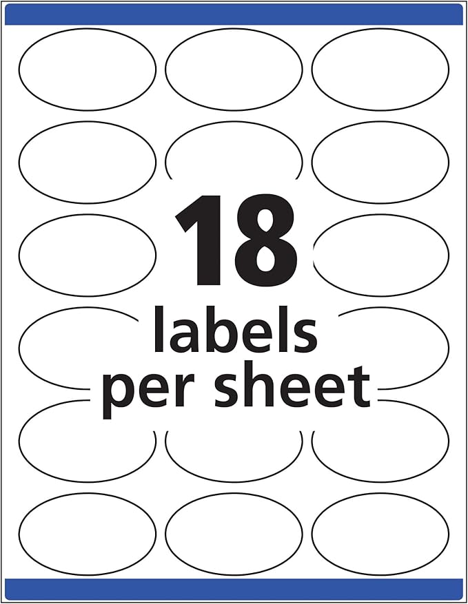 Avery Easy Peel Oval ID Labels, Sure Feed, Print to Edge, Perm Adhesive, 1.5" x 2.5", 270 Ct (6583)