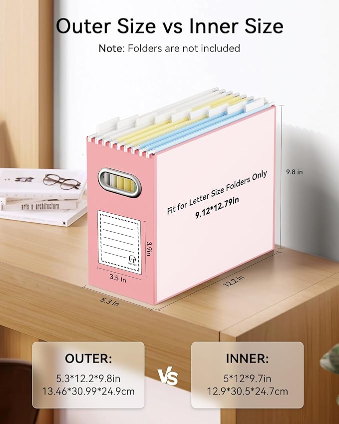 Oterri Cardboard File Organizer Box for Hanging File Folders Letter Size,File Box for Computer Desk,File Cabinet,Working Home,Office,Classroom (Variegated, Letter Size - 8 Packs)