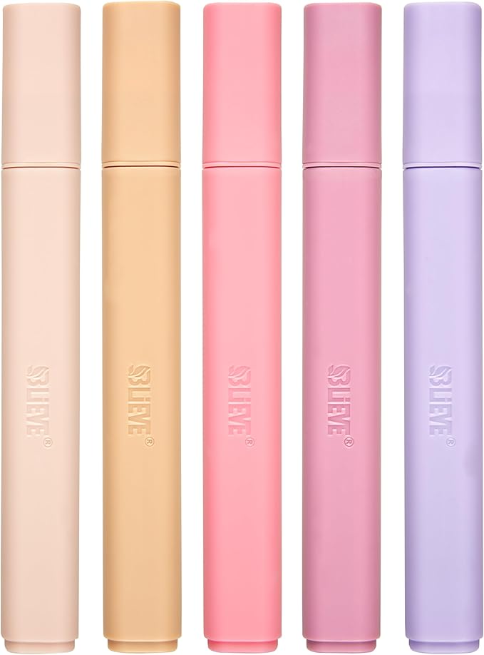 BLIEVE- Aesthetic Highlighters No Bleed Through Assorted Colors, Cute Highlighter For Journaling Office Supplies And Accessories, Bible Highlighters And Pens No Bleed Chisel Tip (MORANDI)