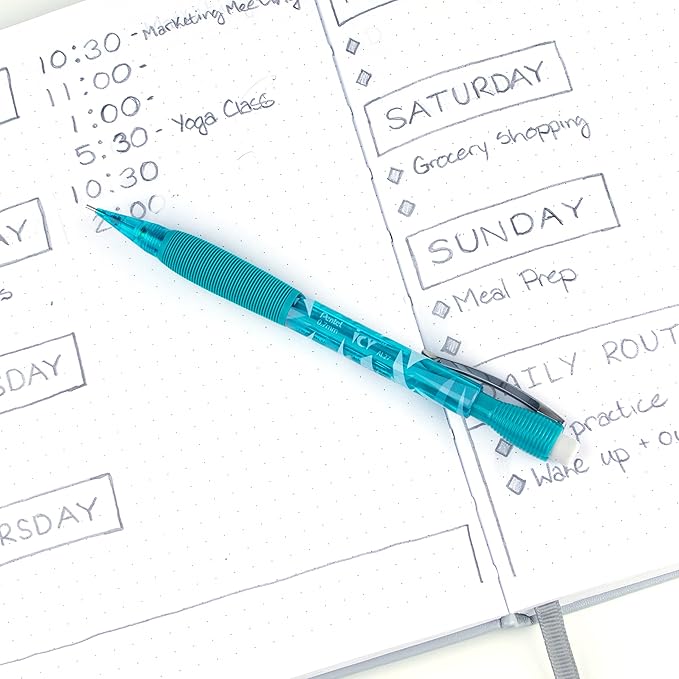 Pentel Icy Mechanical Pencil, 0.7mm, Tinted Teal Blue Barrel, Box of 12 (AL27TS)