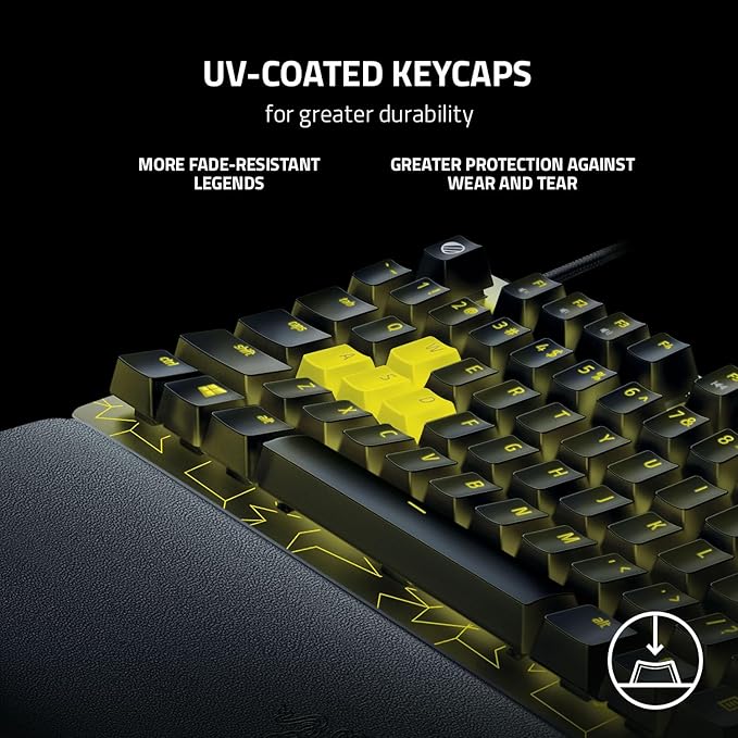Razer Huntsman V2 TKL Gaming Keyboard: Fast Linear Optical Switches Gen2, Sound Dampeners, 8000Hz Polling Rate, Detachable Type-C Cable, UV-Coated Keycaps, Wrist Rest - ESL Edition