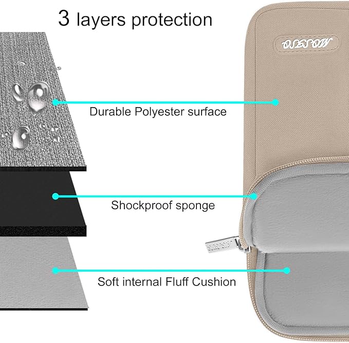 MOSISO Laptop Case 14 inch, 14 inch Laptop Sleeve Compatible with HP Lenovo Dell ASUS Acer, HP Stream, Dell Latitude, Lenovo IdeaPad, Polyester Vertical Computer Sleeve Bag with Pocket, Taupe Brown