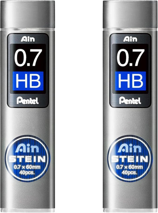 Pentel Ain Stein Mechanical Pencil Lead, 0.7mm HB, 40 Leads (C277-HB)- 2 PACK