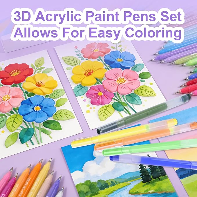 36 Colored Gel Pens Set, Glitter Gel Pens for Adult Coloring Books, No Bleed Through Acrylic Paint Markers, Medium Point Art Colored Pens Kit for Drawing, Sketching