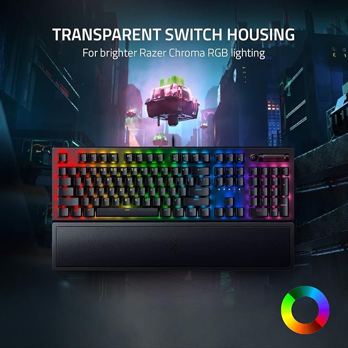 Razer BlackWidow V3 Mechanical Gaming Keyboard: Green Mechanical Switches - Tactile & Clicky - Chroma RGB Lighting - Compact Form Factor - Programmable Macro Functionality - USB Passthrough (Renewed)