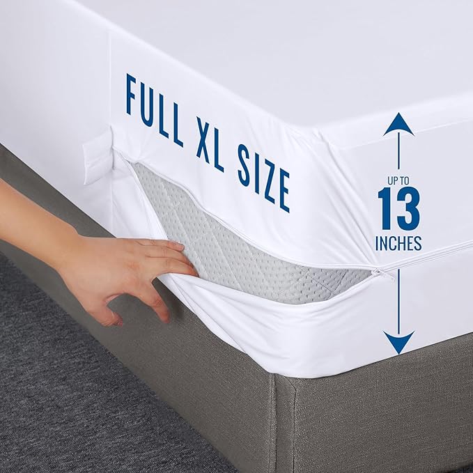Utopia Bedding Mattress Protector Zippered Full XL Size, 100% Waterproof Bed Bug and Dust Mite Proof Mattress Encasement, Absorbent 6 Sided Mattress Cover
