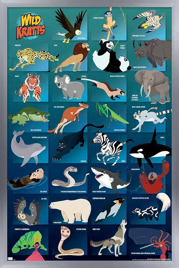 Wild Kratts - Grid Wall Poster, 22.4L" x 14.7W", Silver Framed Version