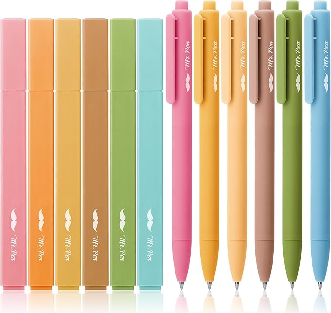 Mr. Pen- Aesthetic Highlighters and Gel Pens, 12 Pack, Bright Colors No Bleed, Colorful Ink, Cute Pens for Bibles