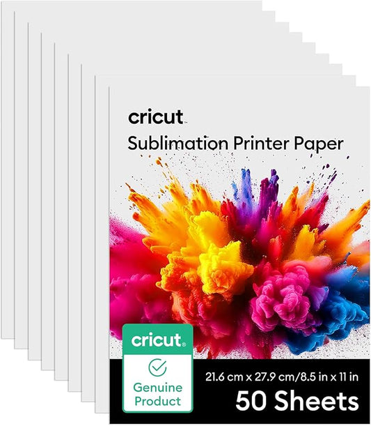 Cricut Sublimation Printer Paper - 50 Sheets (8.5" x 11") - Letter Size - Compatible with Sublimation Printer and Sublimation Ink (120gsm)