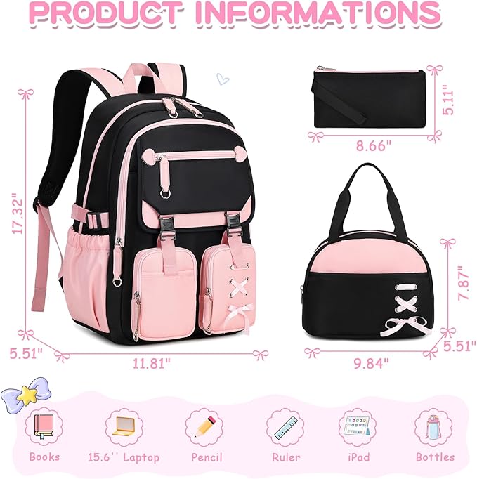 Kids Backpacks for Girls Teens Kawaii Bookbag for Elementary Primary Middle High School Daypack