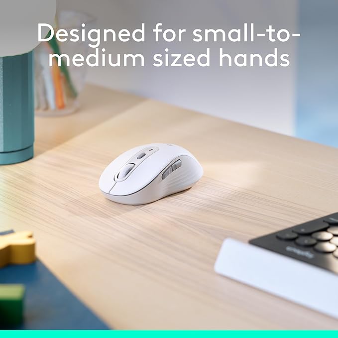 Logitech Signature M650 Wireless Mouse - for Small to Medium Sized Hands, Silent Clicks, Customizable Side Buttons, Bluetooth, Multi-Device Compatibility - Off White (Renewed)