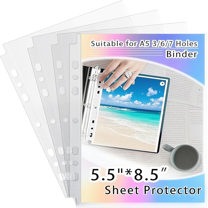 80 Pack Bulk Sheet Protectors 5.5x8.5 for 6 Ring Binder, Heavy Duty A5 Binder Insert (160 Pockets) - Business & Craft Organizer