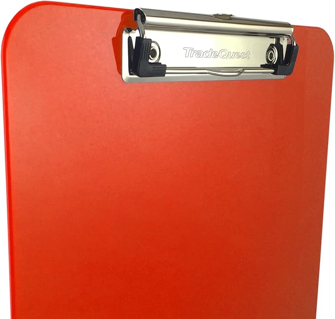 Trade Quest Plastic Clipboard Opaque Color Letter Size Low Profile Clip (Pack of 6) (Red)