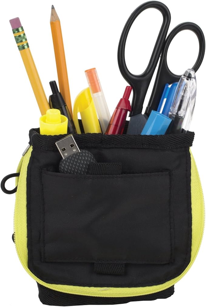 Five Star Pencil Pouch, Pen Case, Fits 3 Ring Binder, Stand 'N Store, Black/Yellow (50516CC8)