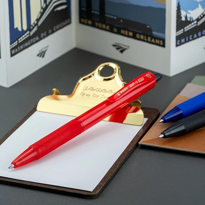Pilot BP-1RT Advanced Ink, Retractable Ballpoint Red Ink Pens, Medium Point, Dozen Box, 1mm