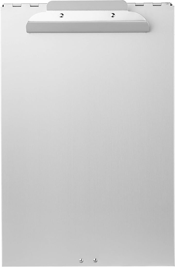 Amazon Basics Metal Clipboard with 2 Compartments, Letter Size, 250 Sheet Storage Capacity, Office Supplies, Silver, 14.09 x 9.21 x 2.6 inches