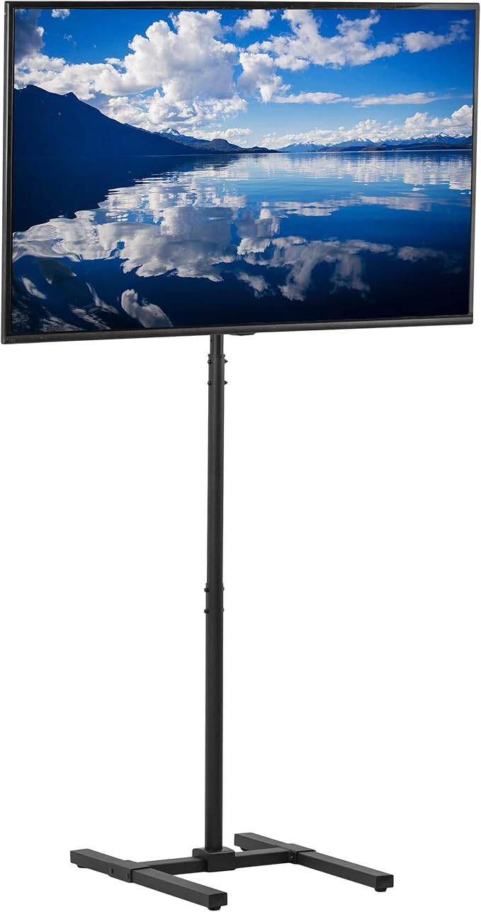 VIVO TV Floor Stand for 13 to 50 inch Screens up to 44 lbs, LCD LED OLED 4K Smart Flat, Curved Monitor Panels, Max VESA 200x200, Extra Tall Pole for Treadmills and Ellipticals, Black, STAND-TV17